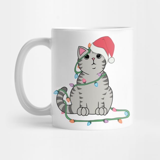 Gray Tabby Cat Christmas lights funny cat lover xmas hat by xenotransplant